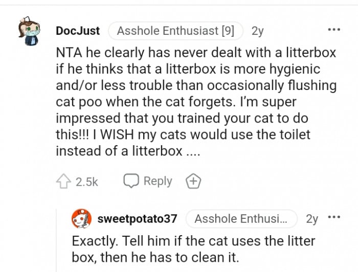 Man threatens to leave if girlfriend doesn't train her cat's litterbox, but the girlfriend refuses 23