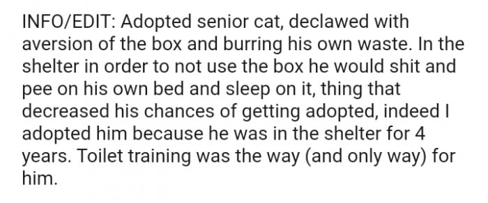 Man threatens to leave if girlfriend doesn't train her cat's litterbox, but the girlfriend refuses 5