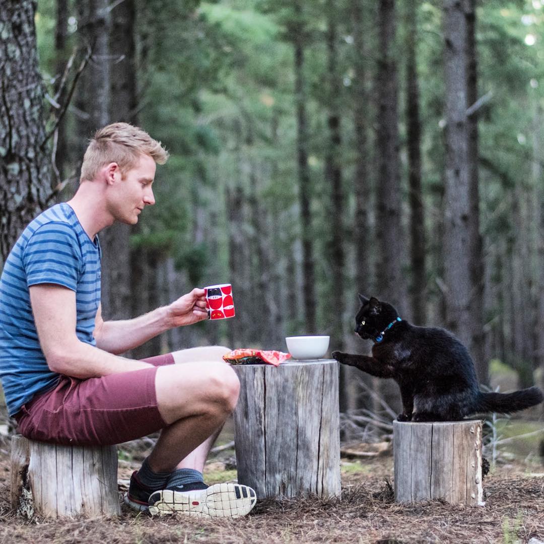 This man quit his job and began touring Australia with Willow, his companion cat 1