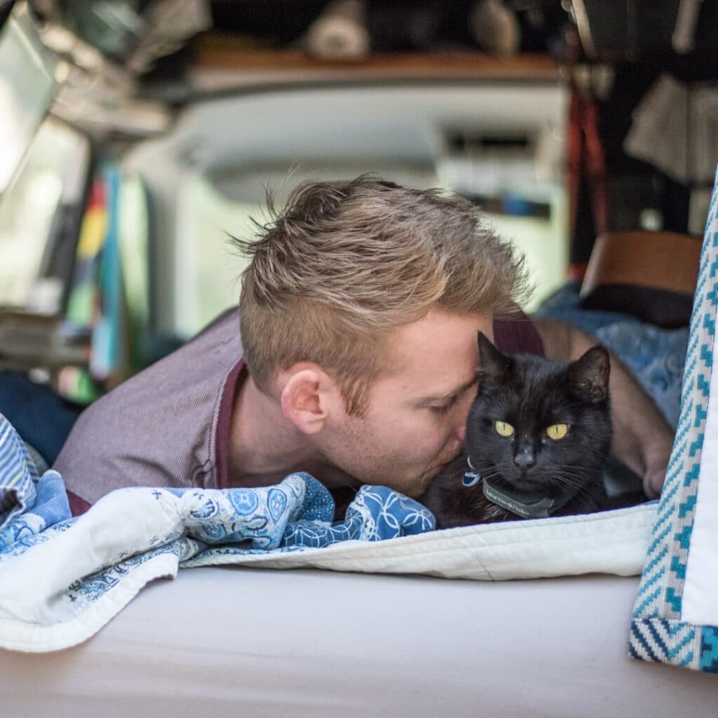 This man quit his job and began touring Australia with Willow, his companion cat 4
