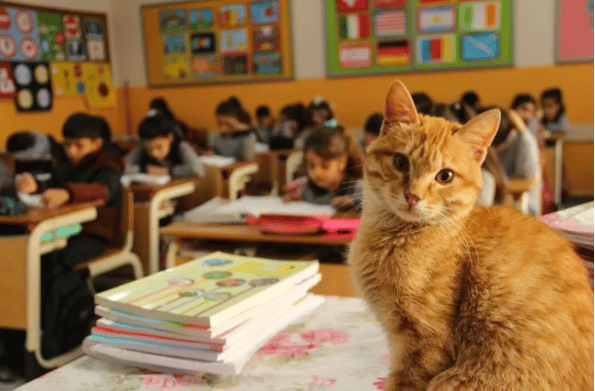 Cat enters third-grade class by accident and decides he will stay there forever 1