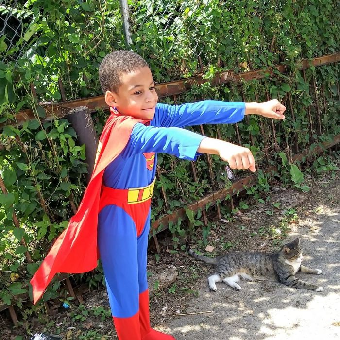 The 5-Year-Old Superhero Who Helps Homeless Cats is called Catman 4