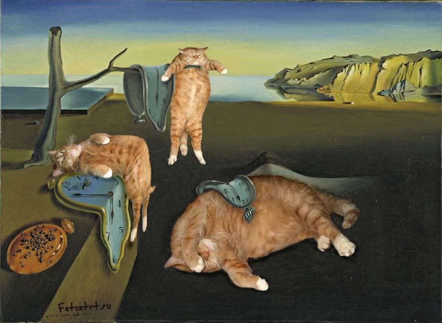 An artist puts her ginger cat into all of the well-known paintings