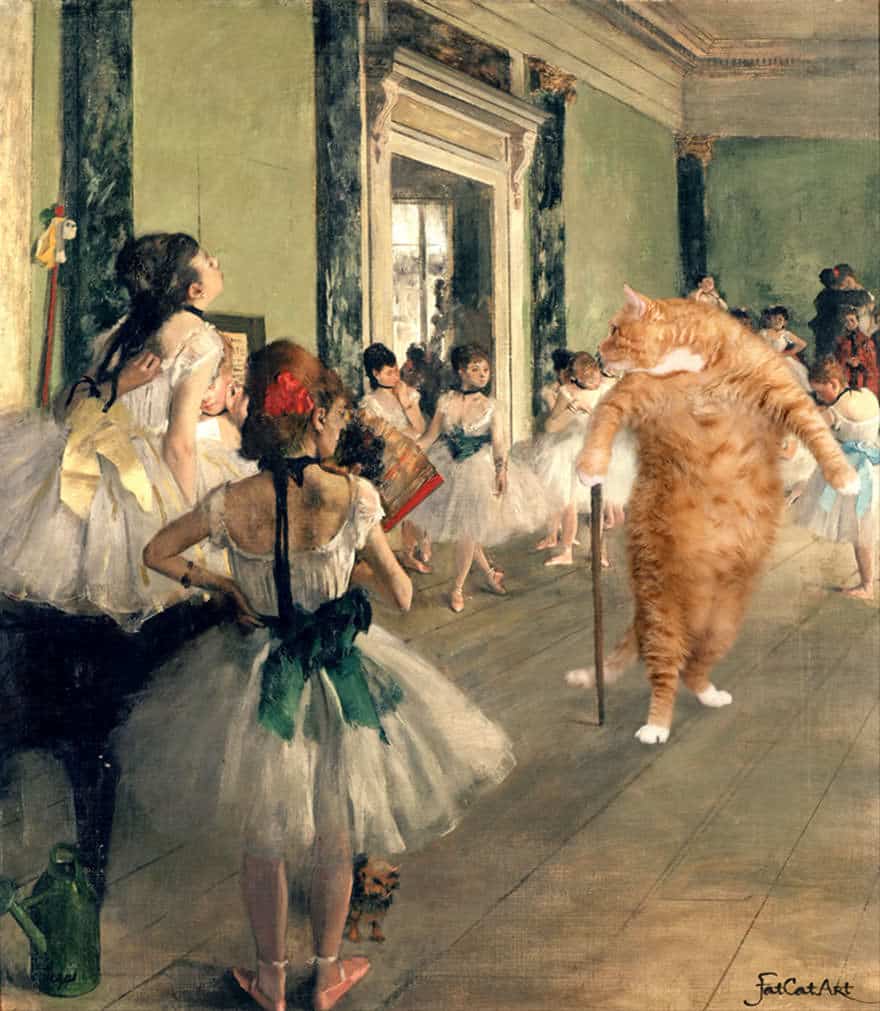 An artist puts her ginger cat into all of the well-known paintings 4