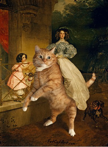 An artist puts her ginger cat into all of the well-known paintings 8
