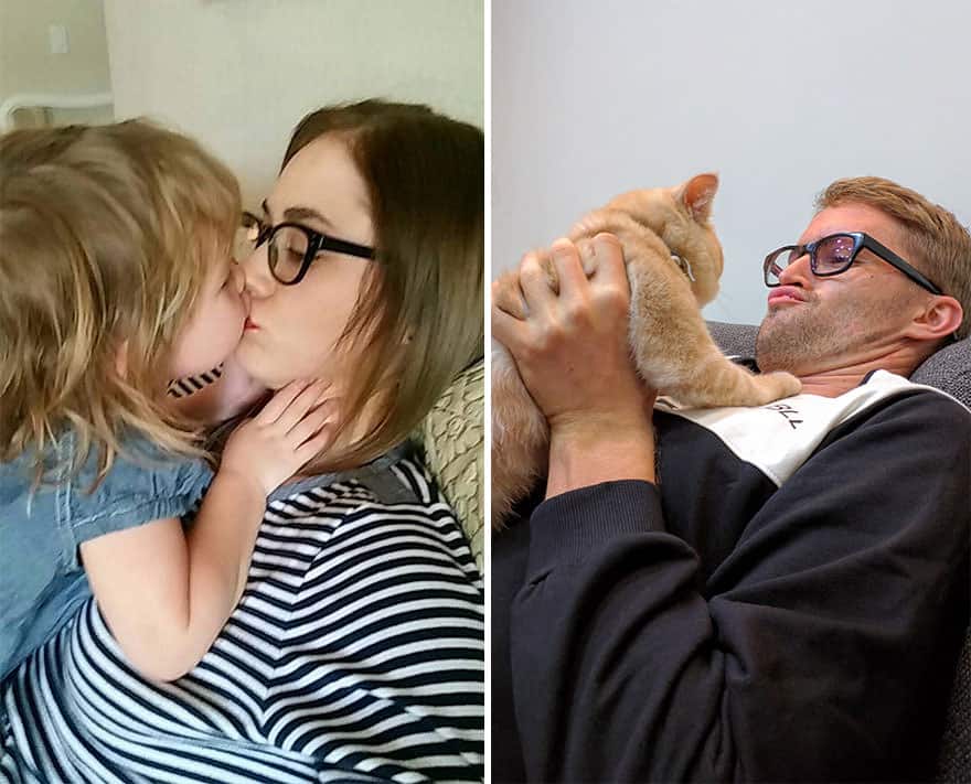 Single Man Uses A Cat To Recreate His Twin Sister's Baby Photos 3
