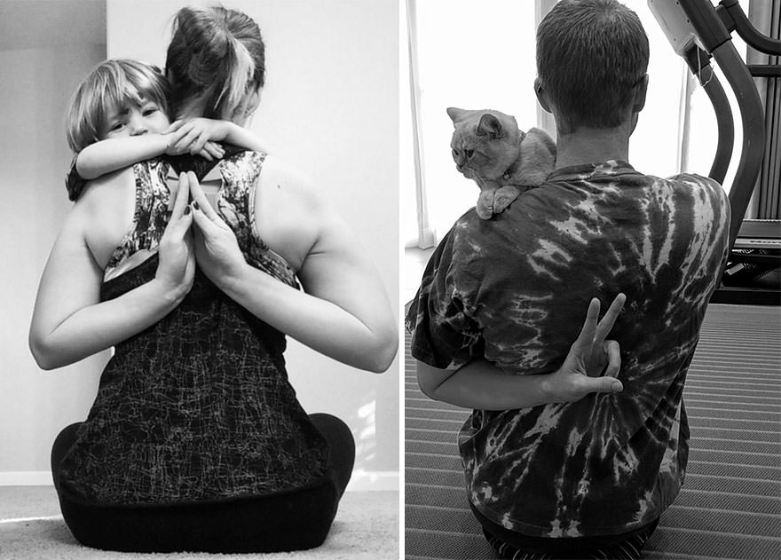 Single Man Uses A Cat To Recreate His Twin Sister's Baby Photos 6